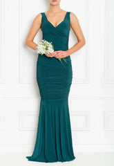 Honor Gold Forest Green Gabby Fishtail Maxi Dress