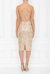 Honor Gold Blush Gold Gia Sequin Midi Dress
