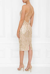 Honor Gold Blush Gold Gia Sequin Midi Dress