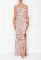 Honor Gold Rose Pink Gia Sequin Maxi Dress