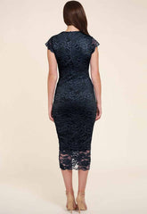 Honor Gold Lana Lace Midi Dress in Navy