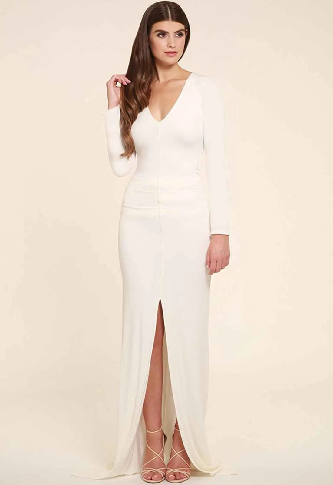 Honor Gold Jessica Long Sleeve Maxi Dress in White