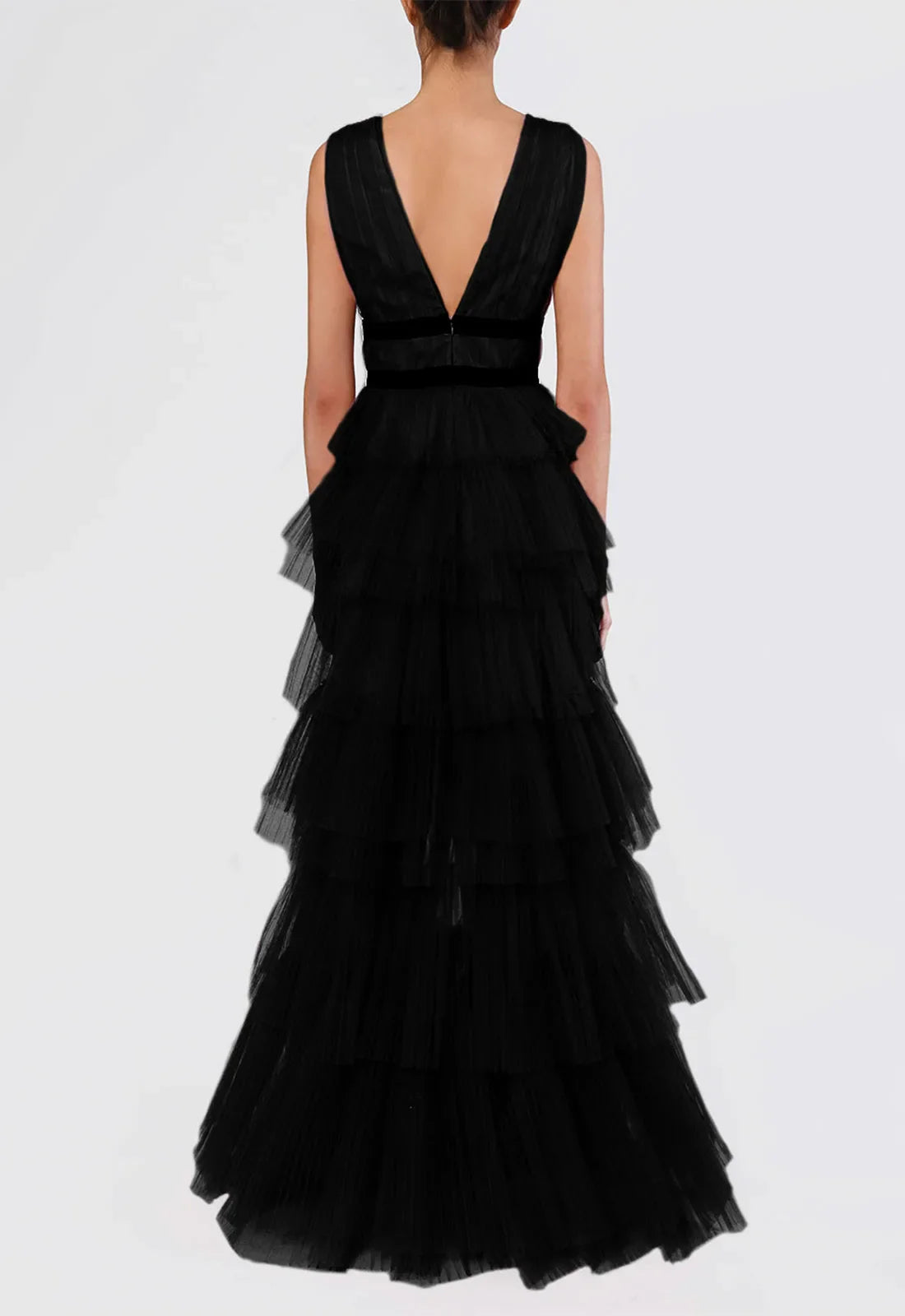 True Decadence Black Layered Tulle Maxi Dress