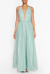 True Decadence Green Plunge Maxi Dress