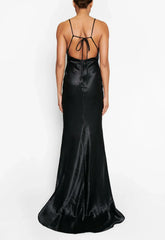 True Decadence Black Satin Slip Maxi Dress