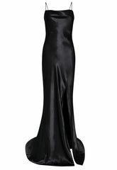 True Decadence Black Satin Slip Maxi Dress