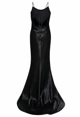 True Decadence Black Satin Slip Maxi Dress