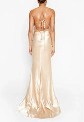 True Decadence Champagne Satin Slip Maxi Dress