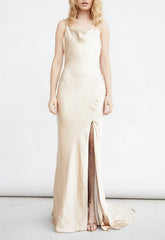 True Decadence Champagne Satin Slip Maxi Dress