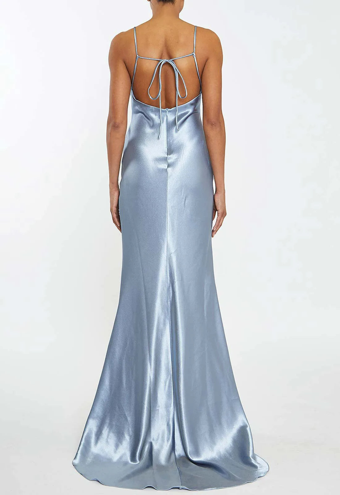 True Decadence Blue Satin Slip Maxi Dress