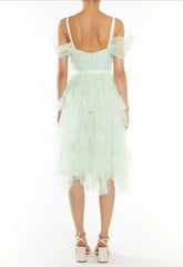True Decadence Isla Pale Lime Pleated Petal Skirt Midi-Dress