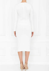 Honor Gold Jessica Long Sleeve Midi Dress in White