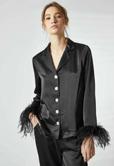 True Decadence Black Satin  Trim Pajamas