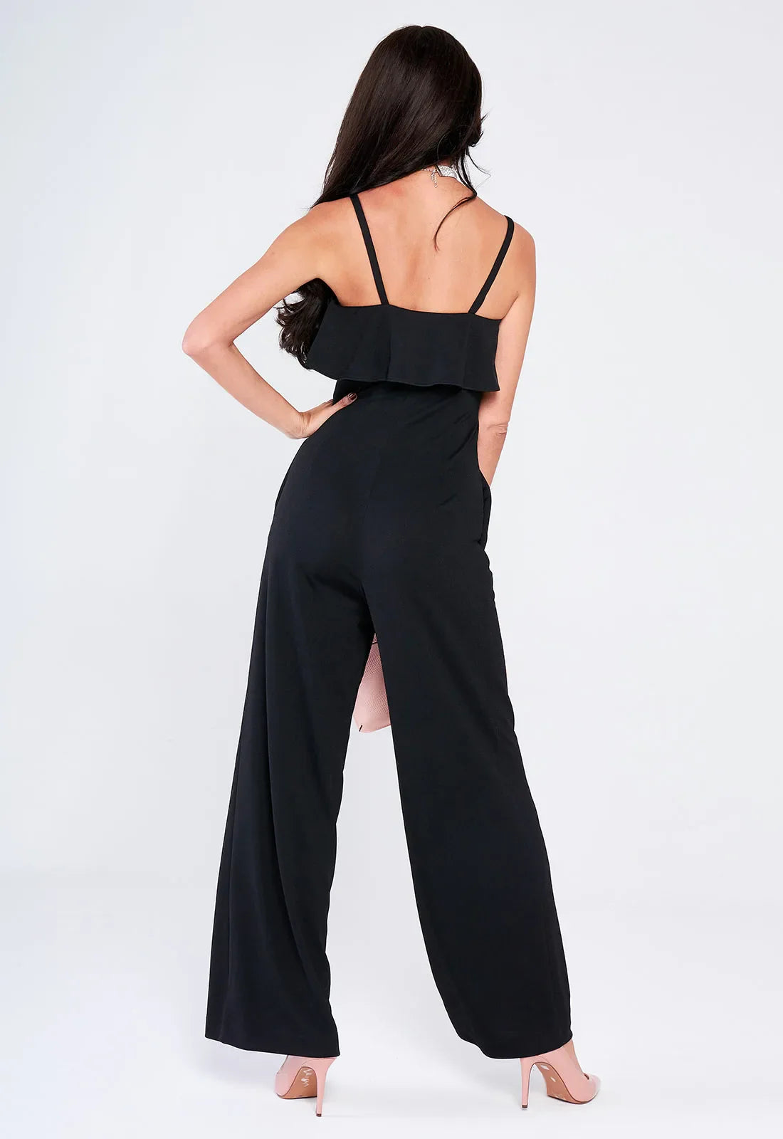 Lady Flare Black Frill Jumpsuit