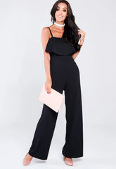 Lady Flare Black Frill Jumpsuit