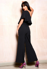 Lady Flare Black One Shoulder Jumpsuit