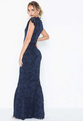 Honor Gold Lana Navy Lace Fishtail Maxi Dress