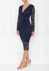 Honor Gold Navy Lana Midi Dress