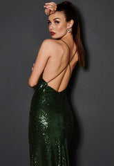 Revie London EXCLUSIVE Green Jayne Sequin Maxi Dress