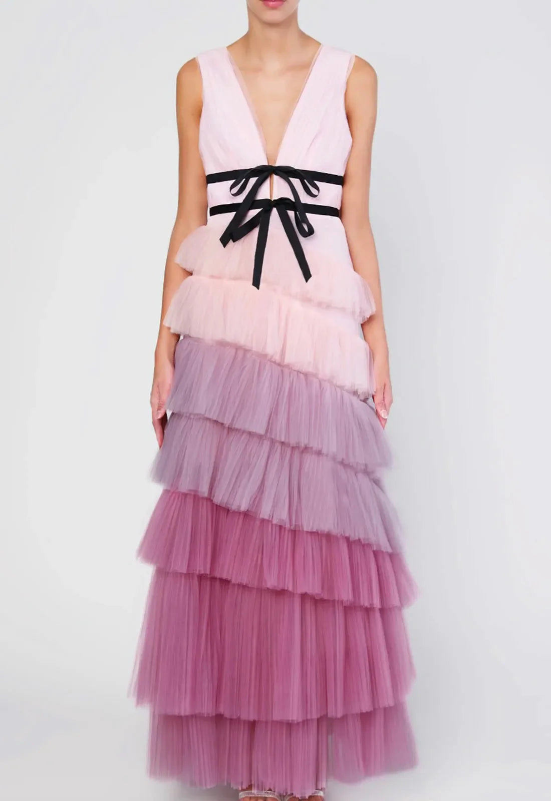 True Decadence Layla Lilac Ombre Pleated Tired Maxi-Dress
