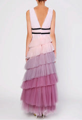 True Decadence Layla Lilac Ombre Pleated Tired Maxi-Dress