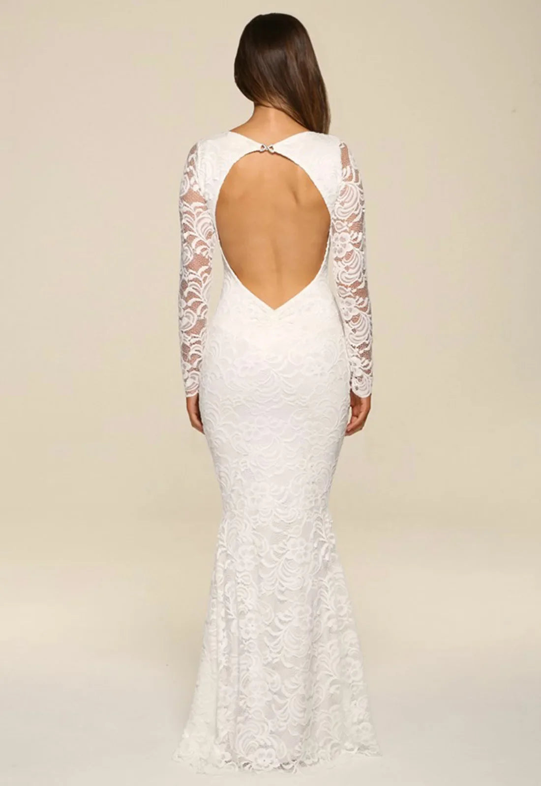 Honor Gold Faye Lace Backless Maxi in Ivory