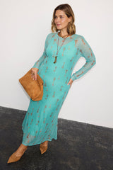 Turquoise Key Mesh Dress