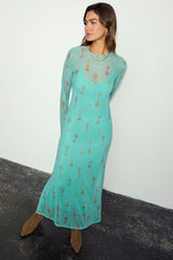 Turquoise Key Mesh Dress