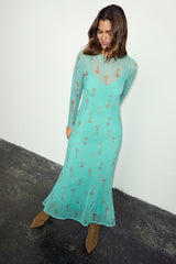 Turquoise Key Mesh Dress