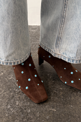 Chocolate Studded Suede Boots