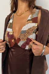 Chocolate Beaded Allegra Dress
