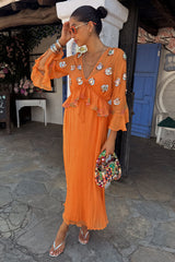 Apricot Embellished Ines Dress