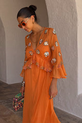 Apricot Embellished Ines Dress