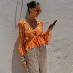 Apricot Embellished Top