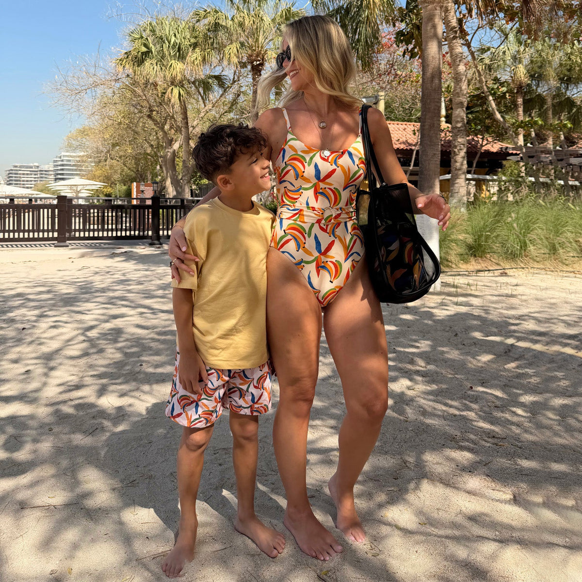 Boy's Banana Print Swim Shorts
