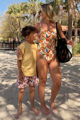 Boy's Banana Print Swim Shorts