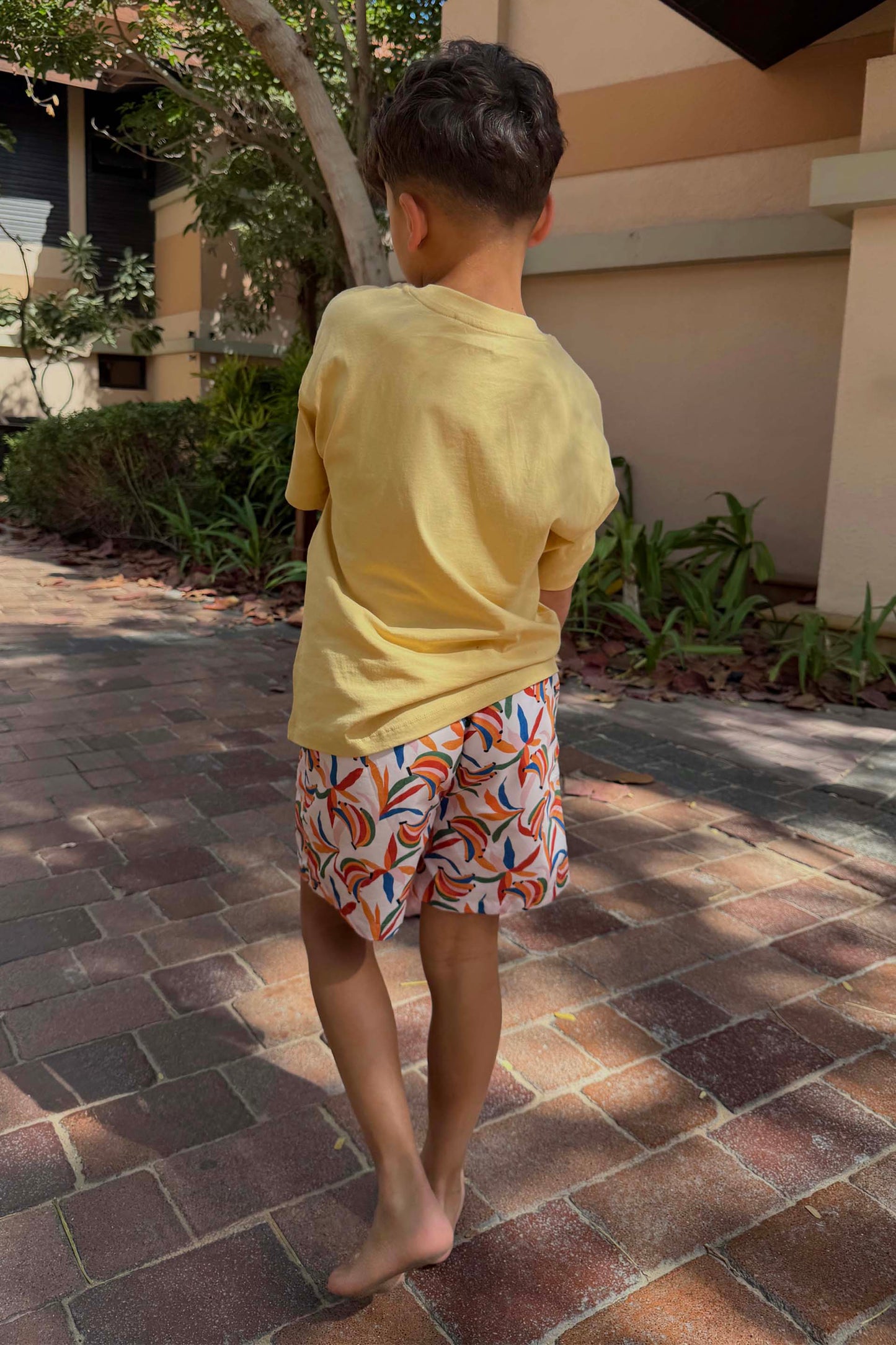 Boy's Banana Print Swim Shorts