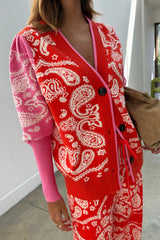Red Bandana Martha Cardigan