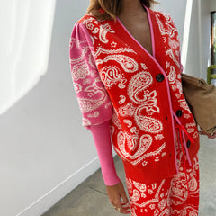 Red Bandana Martha Cardigan
