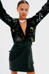 Black Vegan Leather Mini Jaspre Skirt Petite