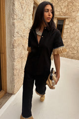 Black Raffia Shirt