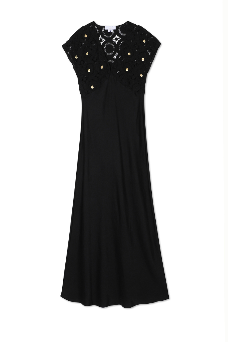 Black Crochet Shell Elodie Dress Petite