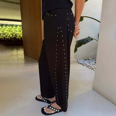 Black Studded Barrel Jeans