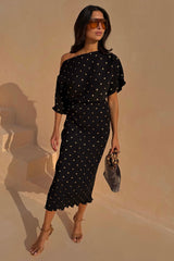 Black Tilly Dress with Gold Foil