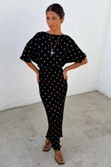 Black Tilly Dress with Gold Foil