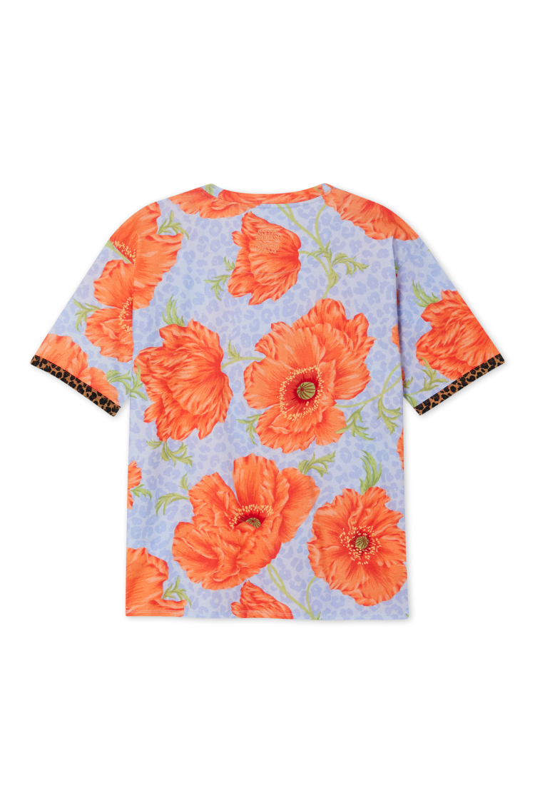 Blue Poppy Print Jersey Pyjamas