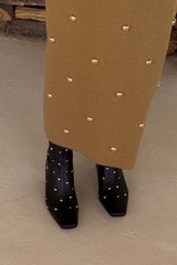 Black Leather Boots with Gold Studs