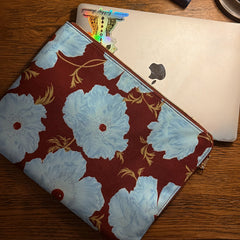 Blue & Burgundy Poppy Laptop Case