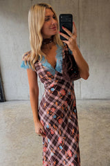 Check Floral Dress