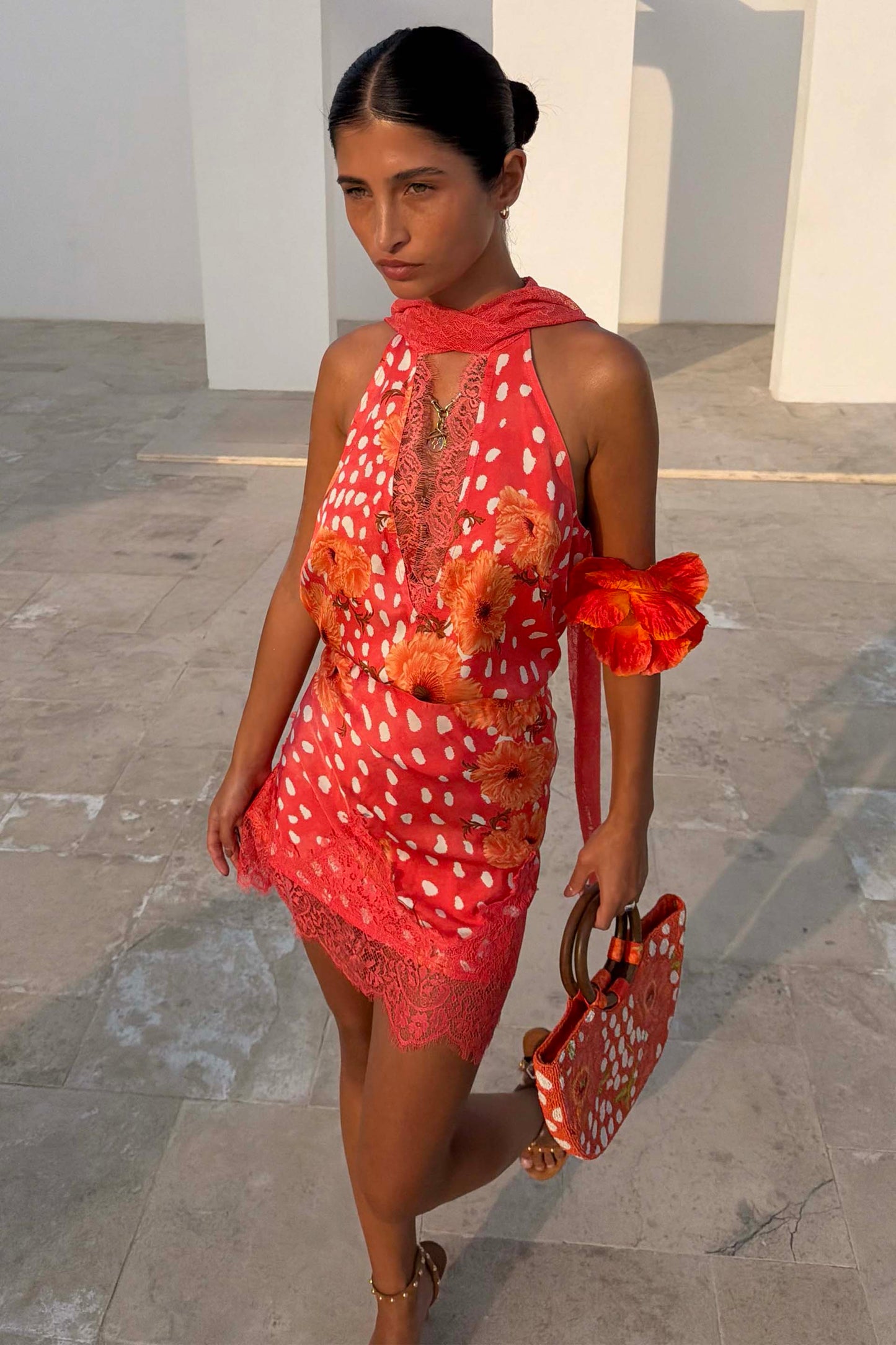 Coral Fawn Poppy Lily Top